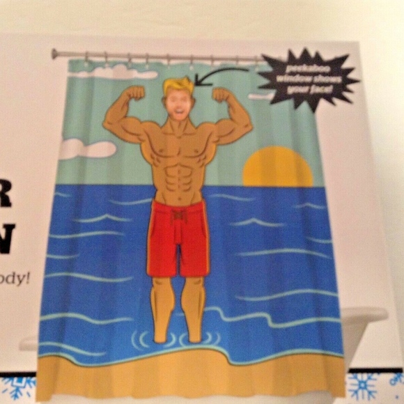 NIB Big Mouth In The Buff Shower Curtain Man with - Picture 3 of 3